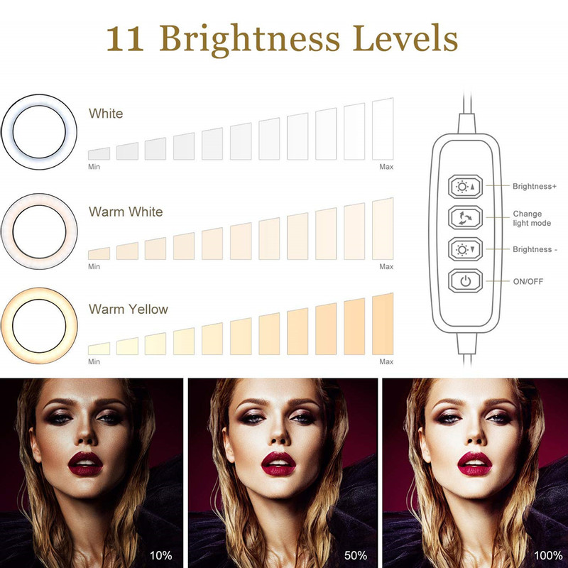 Led Light Ring For Selfie Lamp Ring Light Tripod With Lamp Photography Lighting For Youtube Holder Camera Phone Clip Studio