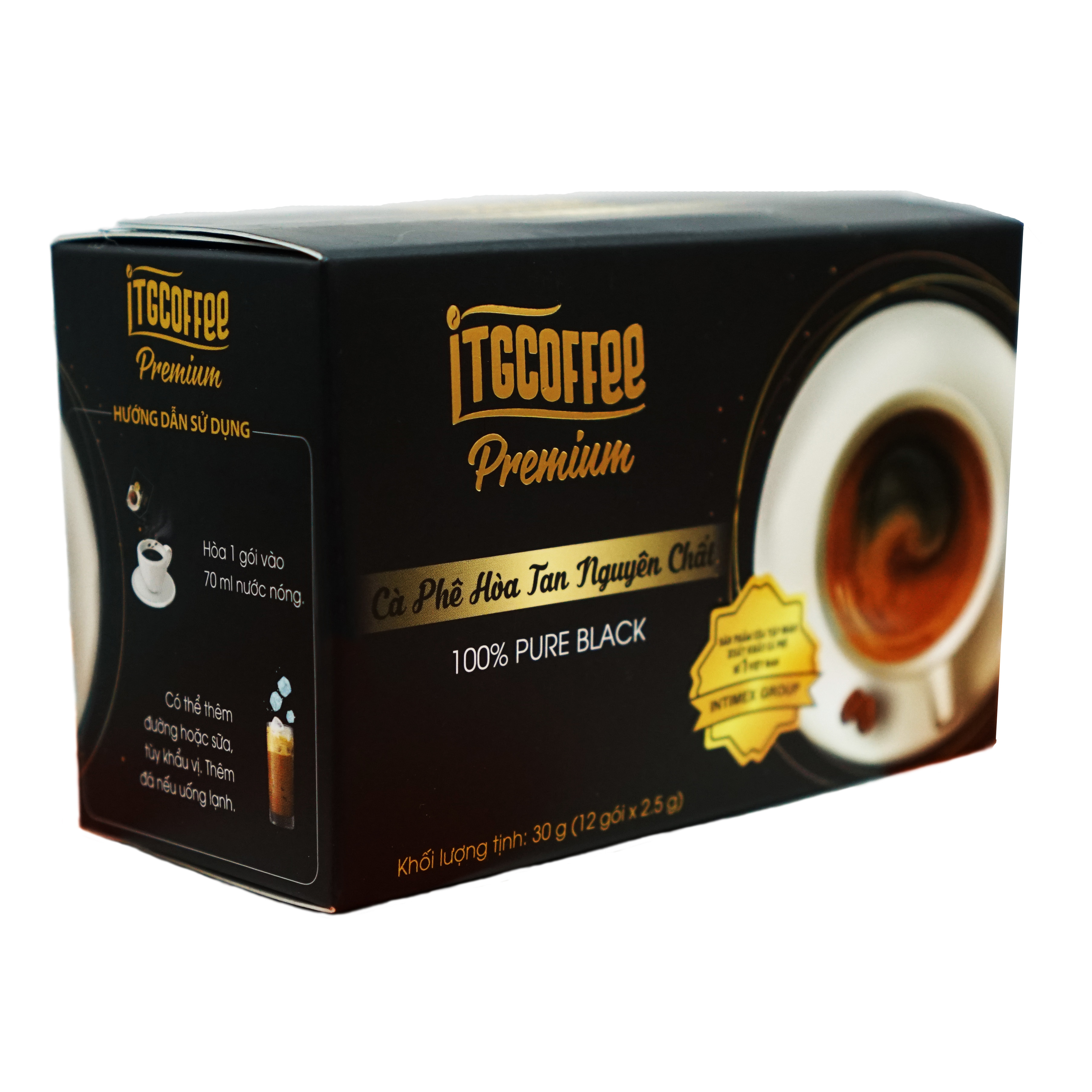 Cà Phê Hòa Tan 100% Nguyên Chất ITGCOFFEE Premium - Hộp 30g (12 gói x 2.5g)