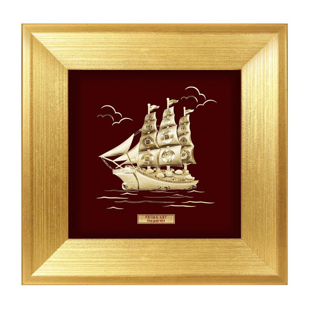 Tranh Vàng 24K PRIMA ART - Thuận Buồm Xuôi Gió - Kích thước 18 x 18 cm - CGS-0732-03