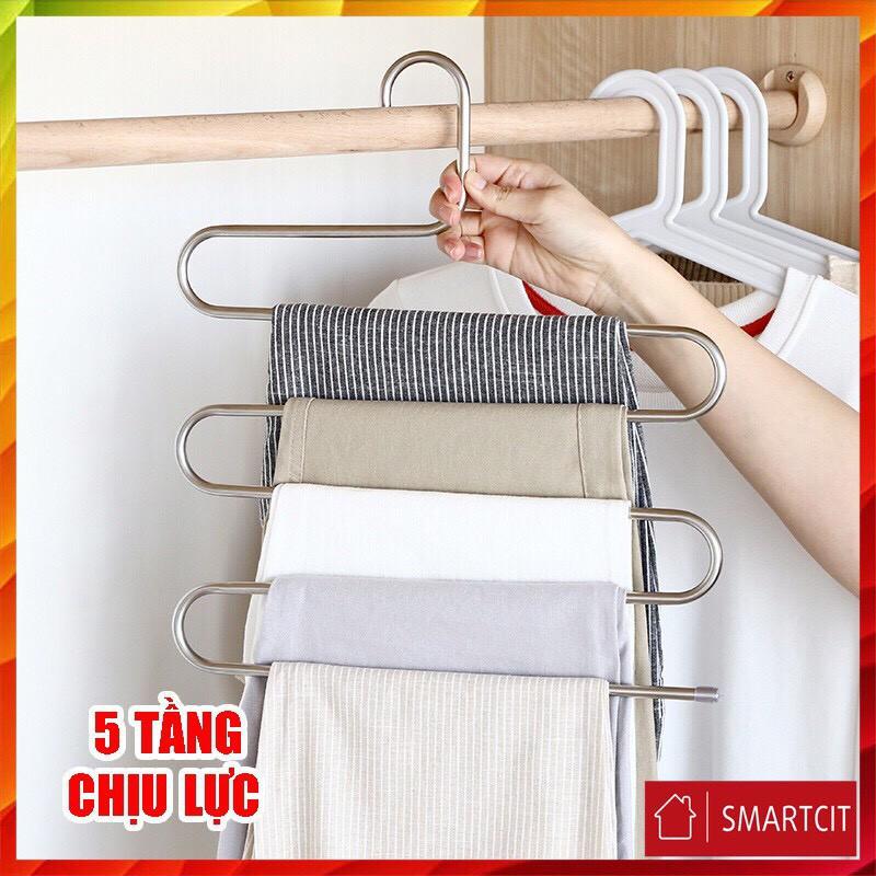 Móc Treo Quần Áo 5 Tầng Bằng Inox Chịu Lực Tốt Tiện Dụng Tiết Kiệm Diện Tích - Móc Treo Quần 5 Tầng