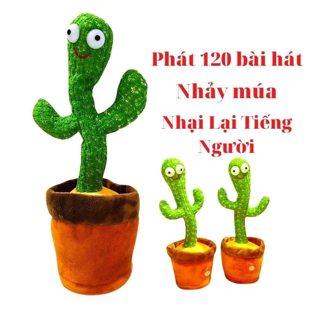 Đồ chơi cây xương rồng nhảy múa, nhại tiếng, hát 120 bài tiếng Việt, phát sáng, kèm xạc USB