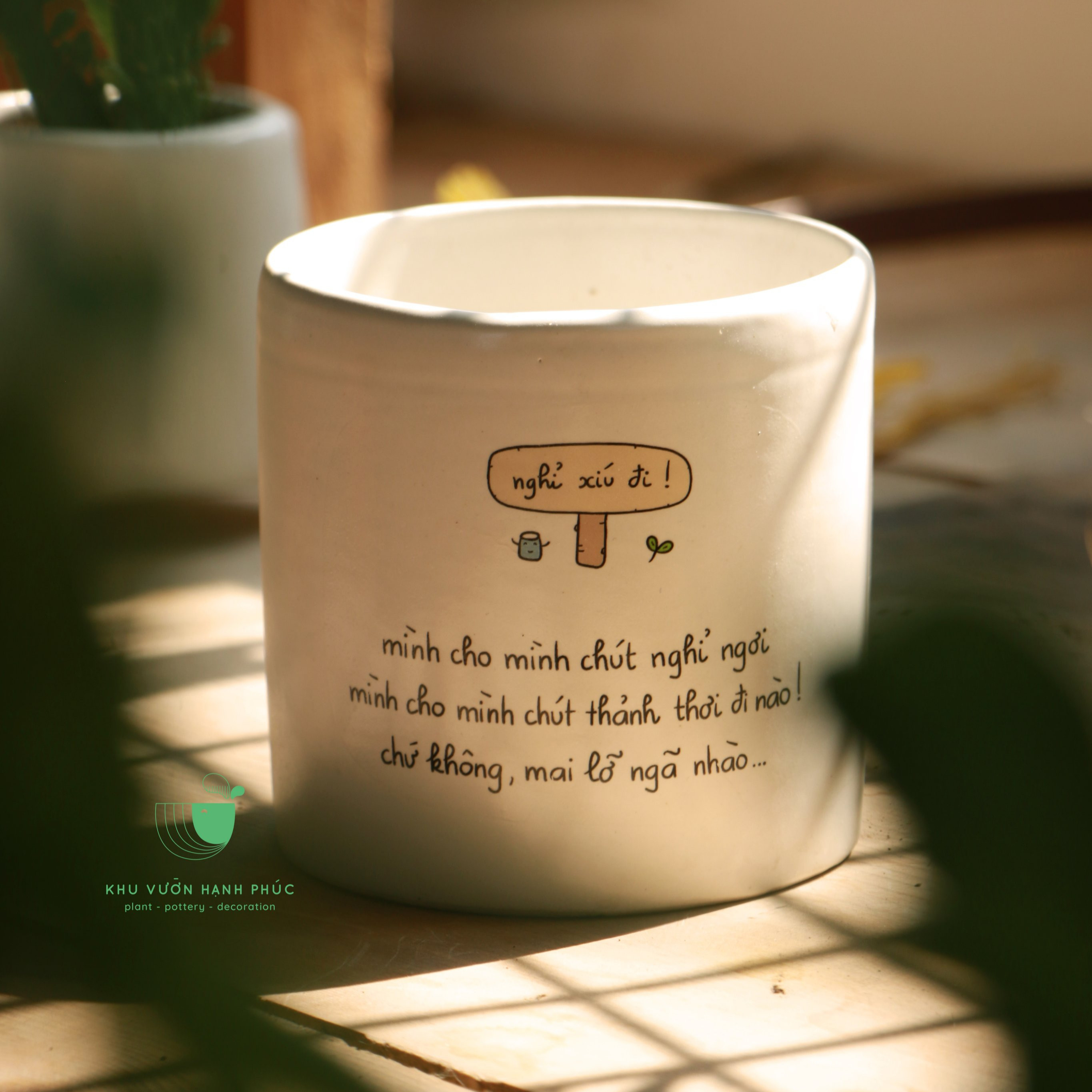 Chậu decor men gốm "Tốt lành nho nhỏ" - Chậu quà tặng người thân yêu