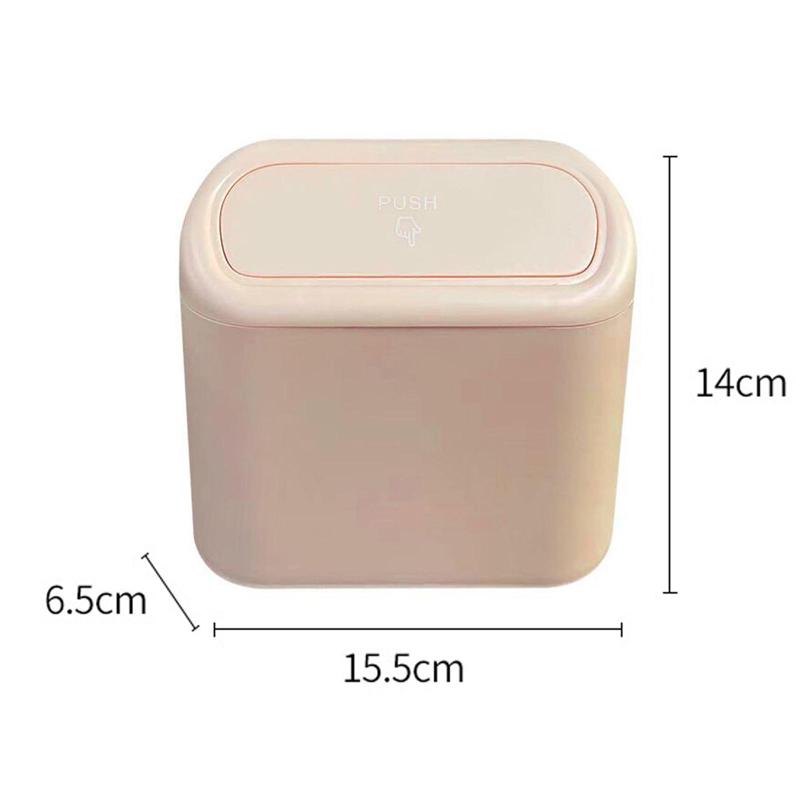 Portable Car Trash Can with Lid Hanging Small Trash Container Pressing Type Pink