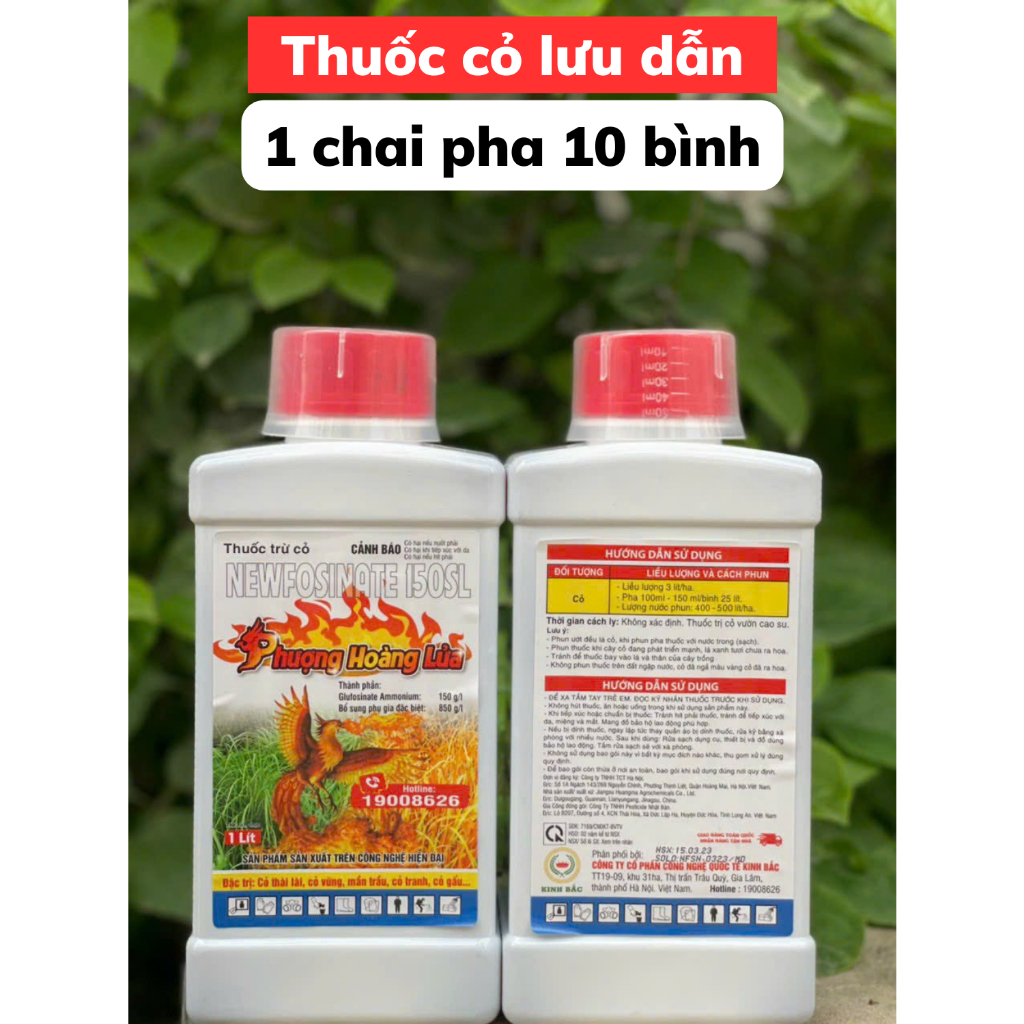 Thuốc Diệt Cỏ Phượng Hoàng Lửa Thế Hệ Mới Lưu Dẫn Hai Chiều, Chai 1000ml Hoạt Lực Mạnh Diệt Được Hầu Hết Các Loại Cỏ