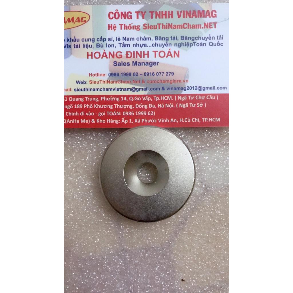 Nam châm đất hiếm tròn 40x5mm lỗ 6mm, nam châm siêu từ tính