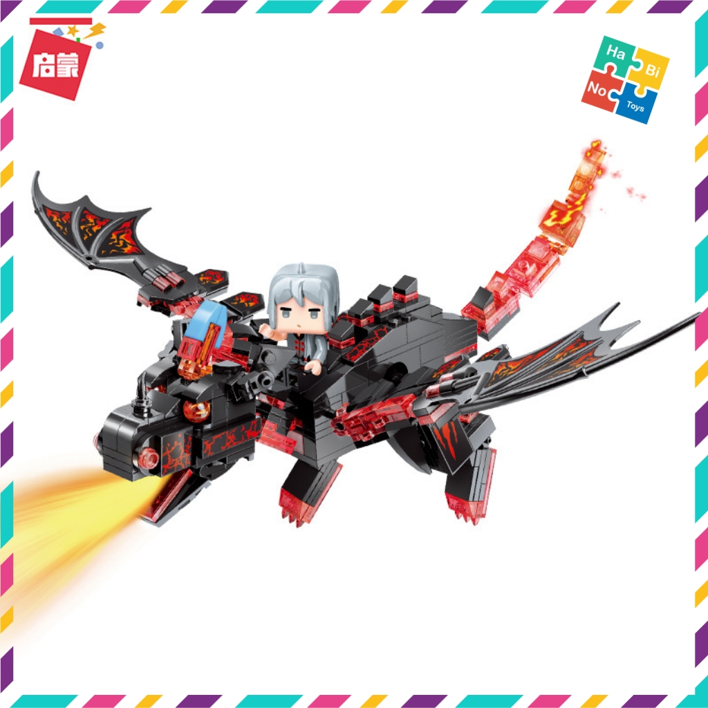 Bộ Đồ Chơi Xếp Hình Thông Minh Qman 72013 Rồng Đen Dung Nham 331 Mảnh Ghép Kèm 1 Minifigures