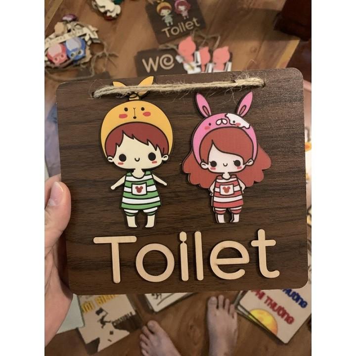 Bảng gỗ treo cửa, bảng gỗ decor hình WC trang trí nhà cửa