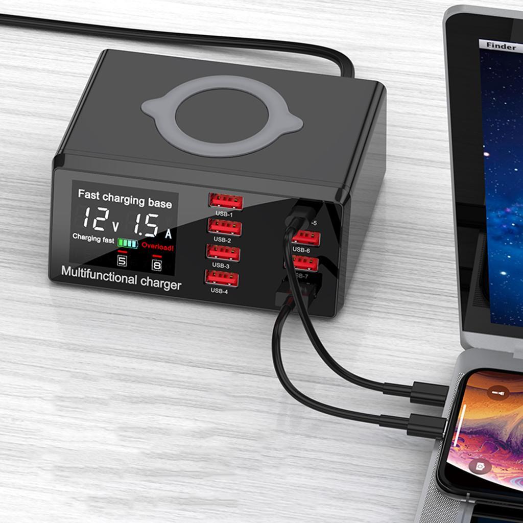QC 3.0 Charger 8 USB Ports Charging Dock Station Wireless EU