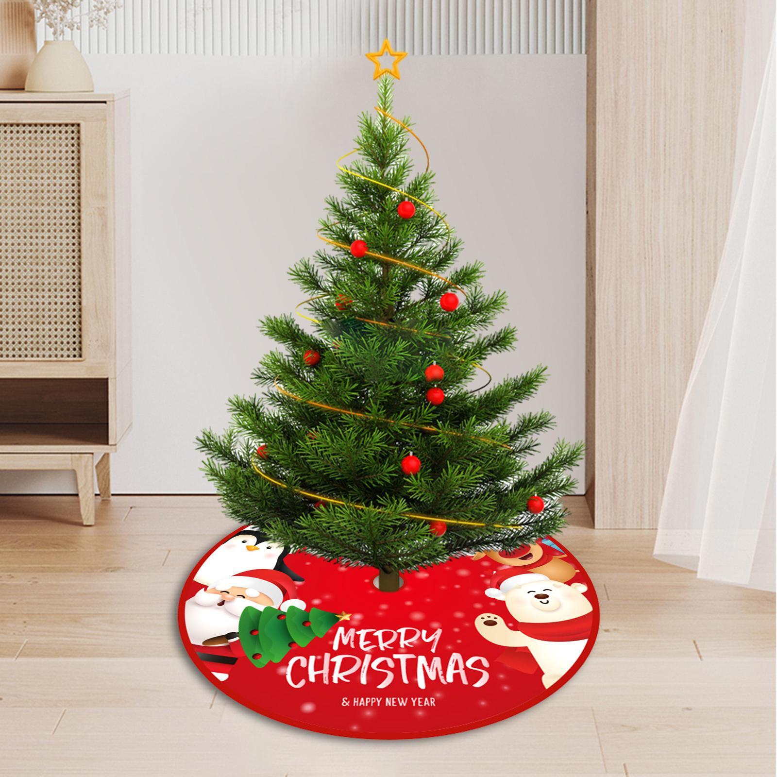 Christmas Tree Skirt Base Cover Xmas Tree Skirt 90cm Easy to Use Round Christmas Tree Apron for New Year Party Outdoor Indoor