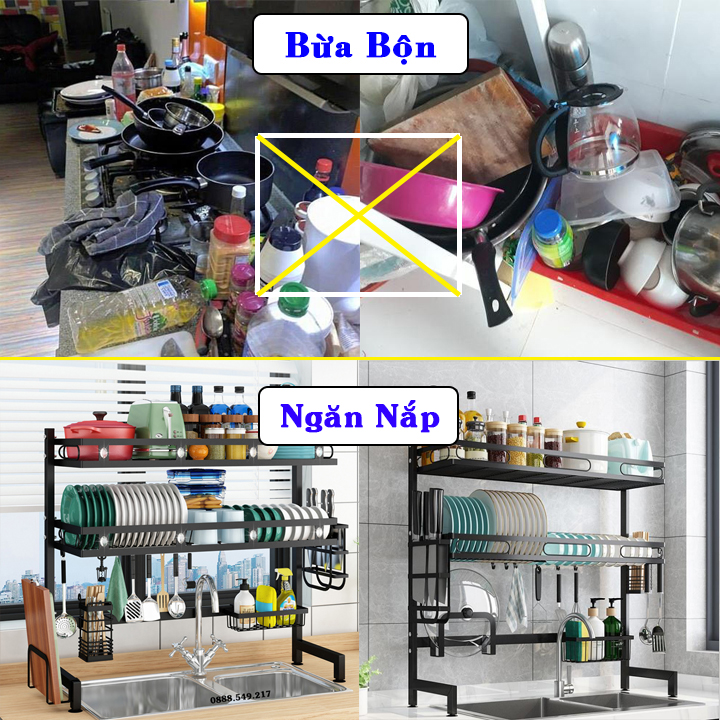 Kệ Bát Đĩa 2 Tầng. Kệ Úp Chén Đĩa 2 Tầng Cao Cấp Mới