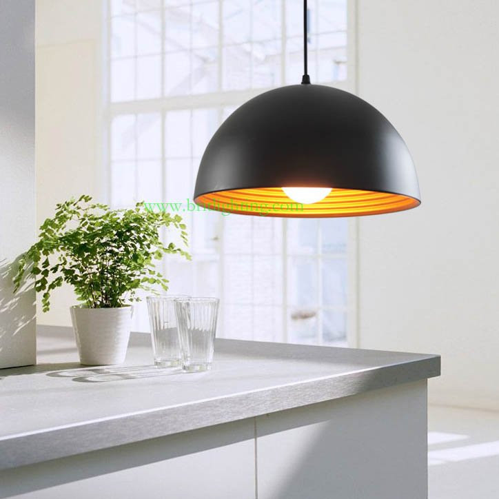 Đèn thả trang trí bàn ăn, nội thất mũ cối lòng vàng - Tặng kèm bóng LED