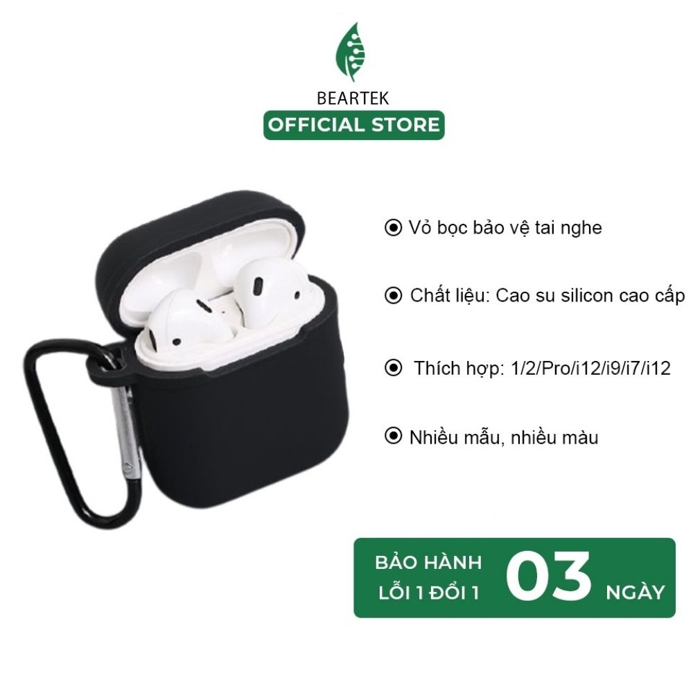Vỏ bảo vệ bao đựng tai nghe Beartek OPTAIS55B case dày dặn chống va đập phù hợp với tai nghe air pods 1/2/i12/i9/i7/b66 – Hàng nhập khẩu