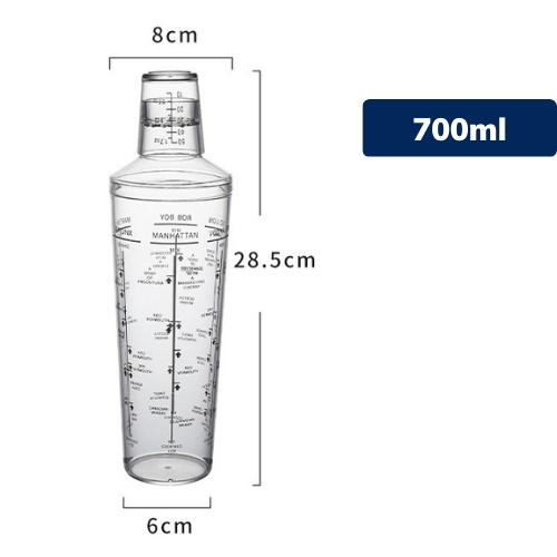 Bình lắc shaker nhựa bình lắc pha chế bình cocktail chia vạch nhựa cao cấp pha chế tiện lợi bình shaker chất lượng cao
