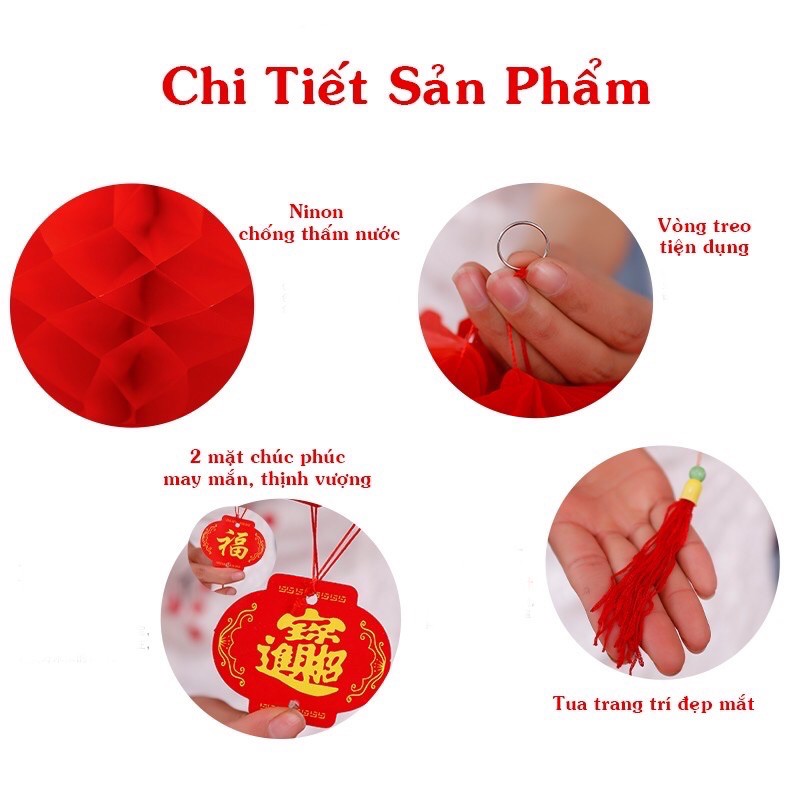 Đèn lồng trang trí nhà cửa Chữ Phúc 20cm - chất liệu nilon chống thầm nước