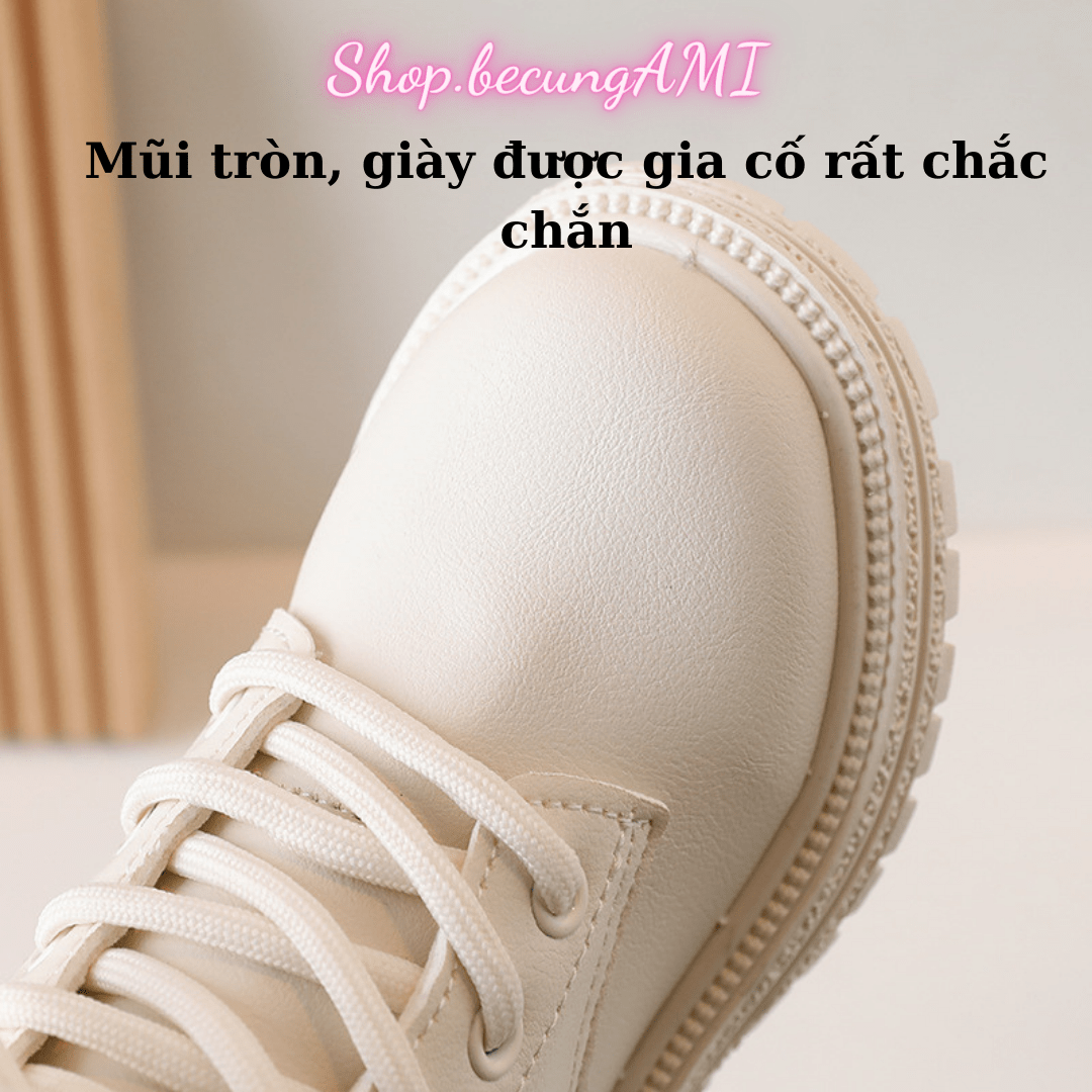 Giày bốt da cho bé trai và bé gái - Giày Boot Martin phong pách Anh Quốc cho trẻ đế mềm Giầy bốt cổ ngắn