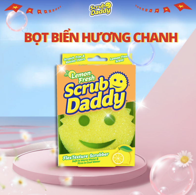 [Hương Chanh] Miếng chà rửa bọt biển Scrub Daddy, miếng xốp lau chùi đa năng