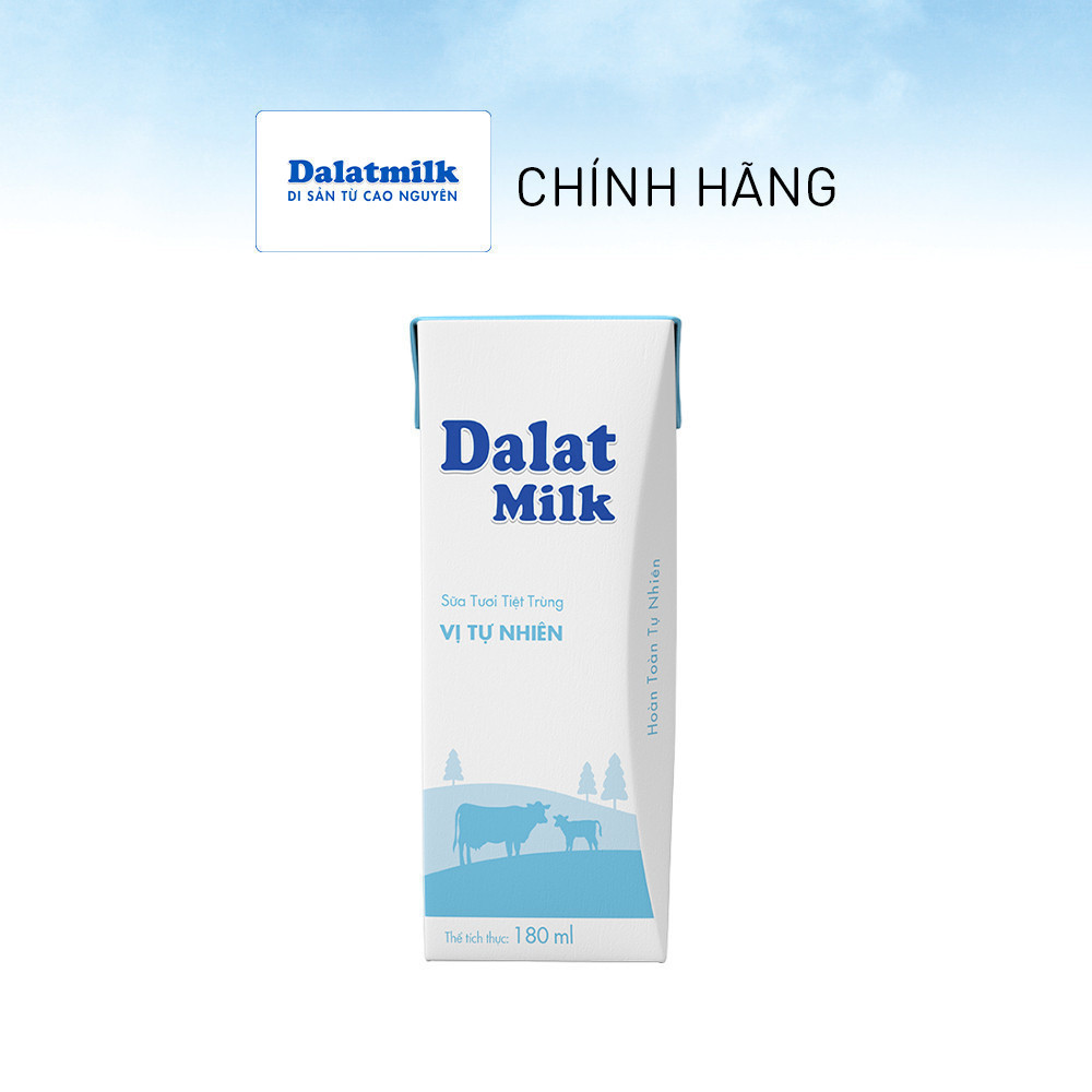 Thùng 48 hộp sữa tươi tiệt trùng Dalatmilk vị tự nhiên 180ml