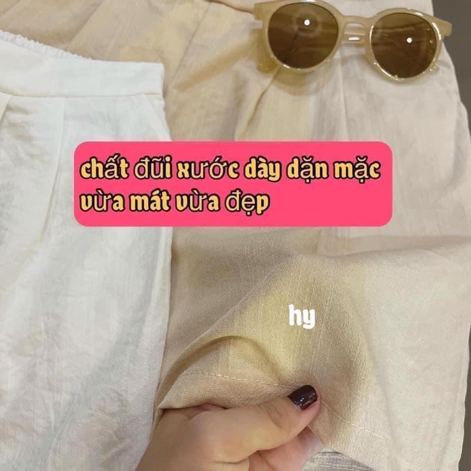 Quần short nữ ống rộng vải đũi cao cấp , quần đùi nữ đẹp chất đũi
