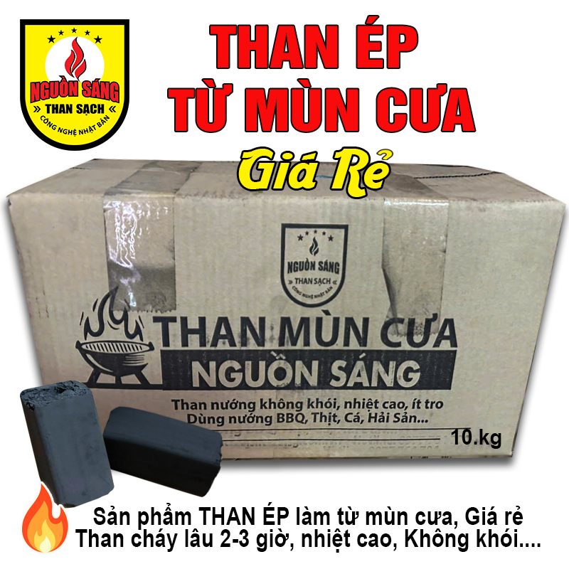 Thùng 10 kg -  Than Ép từ mùn cưa.  Than không khói Giá rẻ