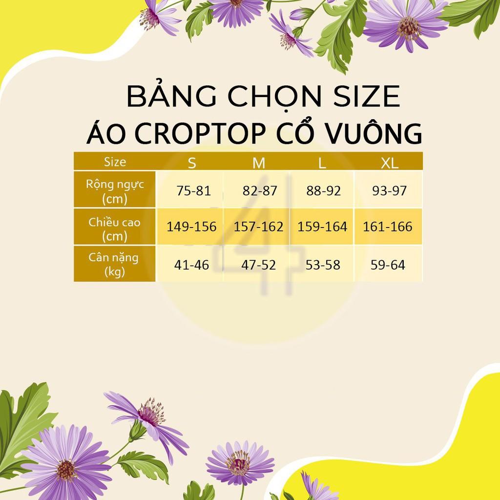 Áo croptop cộc tay 4LOVA cổ vuông phối cúc ngực màu trơn năng động