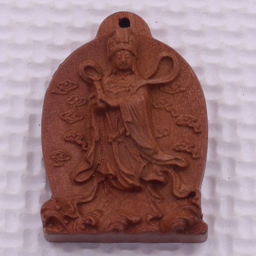 Mặt dây chuyền Thiên Hậu Thánh mẫu kèm vòng cổ dây dù, mặt dây chuyền phong thủy, mặt dây chuyền gỗ