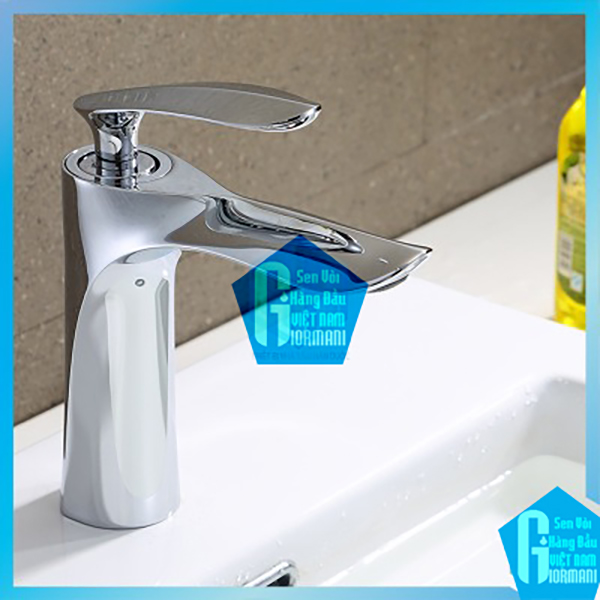Vòi lavabo, bồn rửa mặt nóng lạnh kiểu dáng lá liễu bằng đồng mạ inox 20cm dành cho bàn đá - Đủ dây
