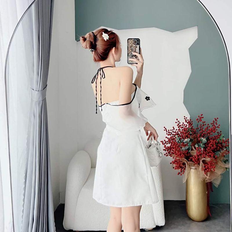 ĐẦM CỔ YẾM VIỀN HOA BÈO NHẸ NHÀNG