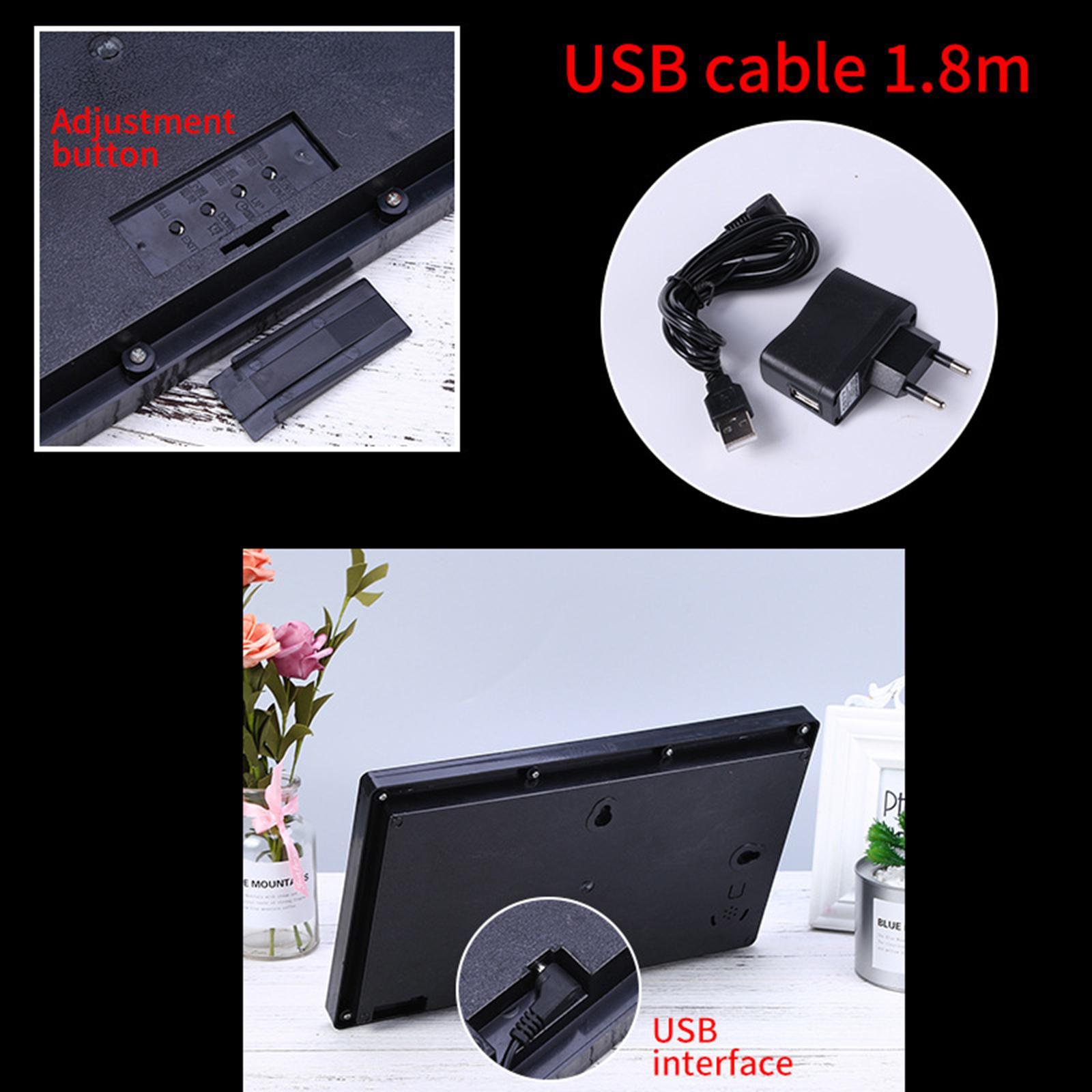 LED Display Digital Wall Clock W/ Indoor Temperature Table Office Training