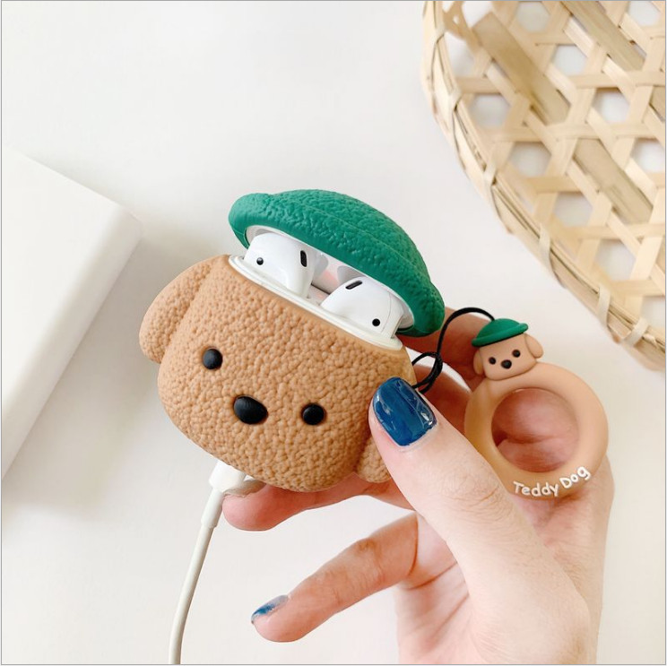 Ốp bảo vệ tai nghe Teddy cute dành cho case airpod 1/2/Pro chống va đập