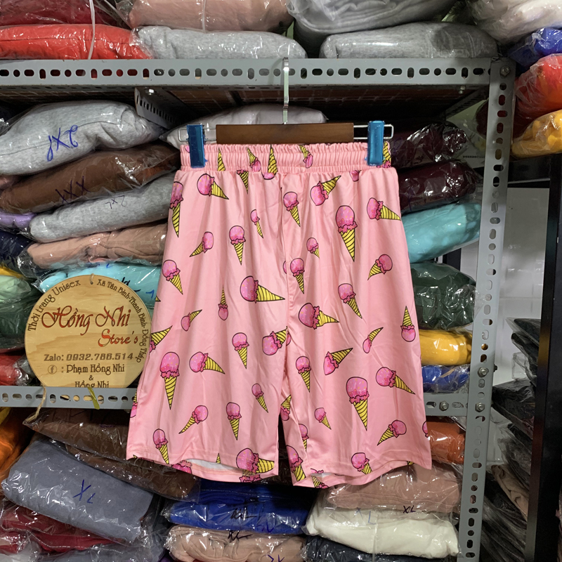 Quần Short Cartoon Unisex, Quần Đùi Hoạt Hình Loang Màu Phiên Bản Mới - MM