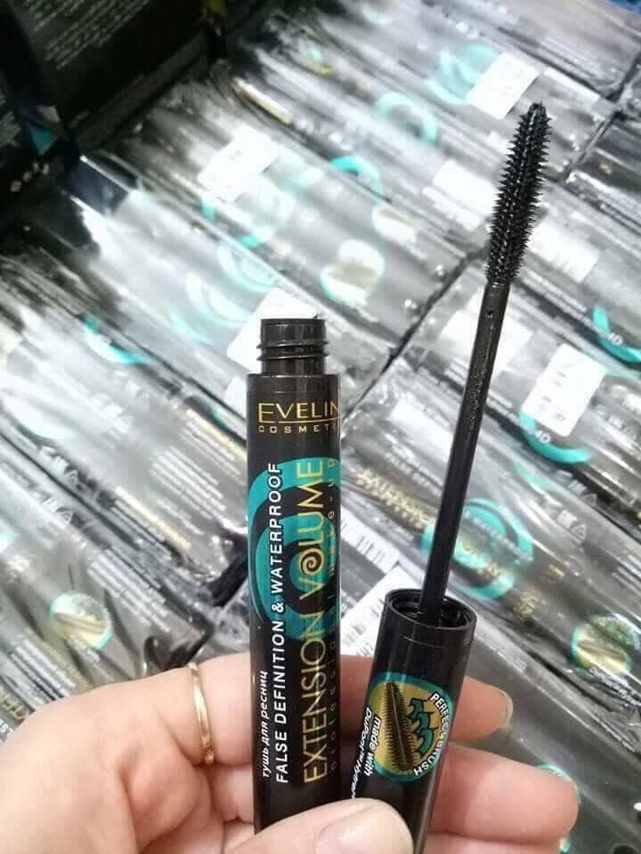 ( Tặng kèm dưỡng mi ) Mascara Eveline Extension Volume không lem, làm dày, dài mi 10ML