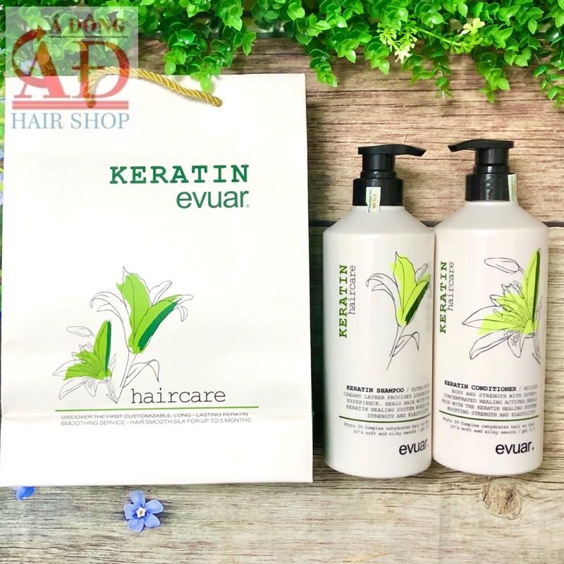 [+Tặng mũ trùm] CẶP DẦU GỘI XẢ KERATIN EVUAR DIFFIA PHỤC HỒI TÁI SINH TÓC Ý 758ML