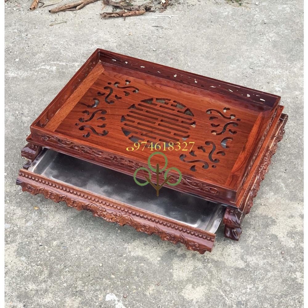 Khay trà chân quỳ gỗ Cẩm cỡ 45x35cm