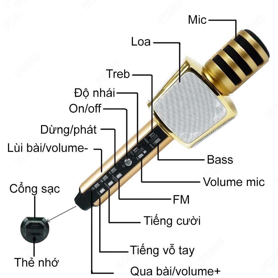 MICRO Không Dây Cầm Tay SD17 - Mic hát karaoke bluetooth âm thanh chuẩn