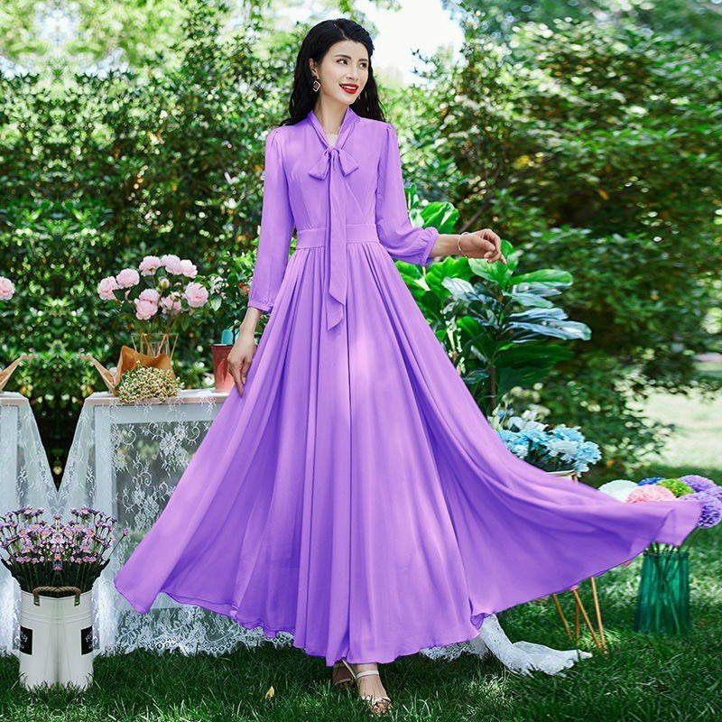 ĐẦM XÒE THẮT NƠ TAY DÀI