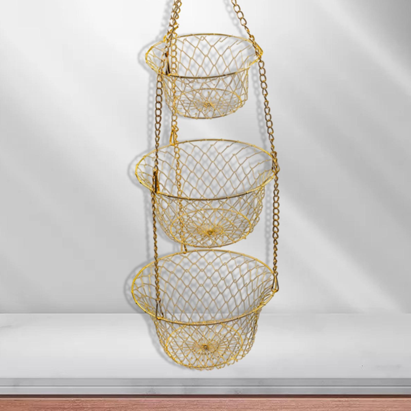 2pcs 3-Tier Fruit Vegetable Basket Fruit Hanger Stand Kitchen Organizer