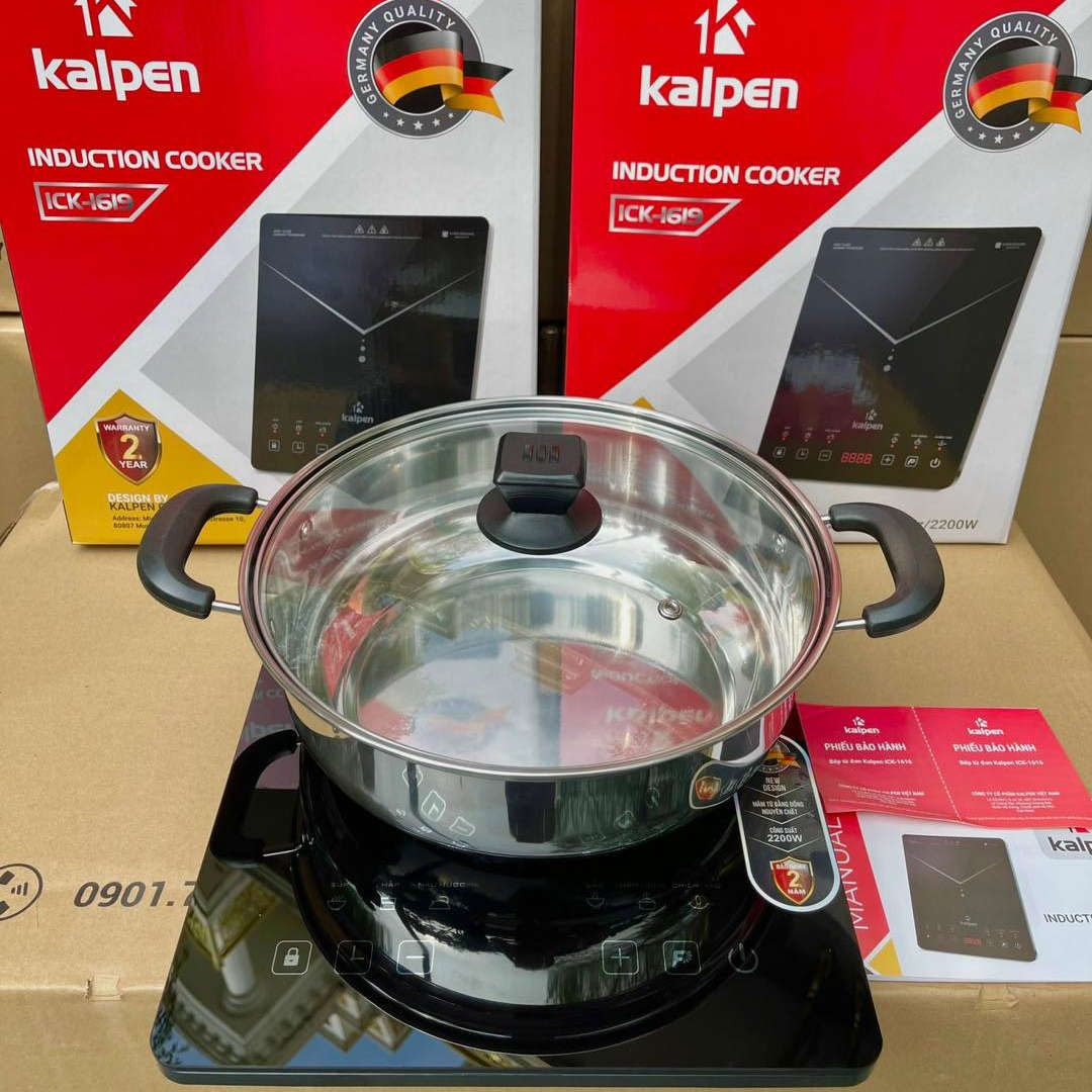 Bếp từ đơn cao cấp Kalpen ICK-1619 công suất 2200W tặng Nồi Inox 28cm, chuẩn Đức - hàng chính hãng