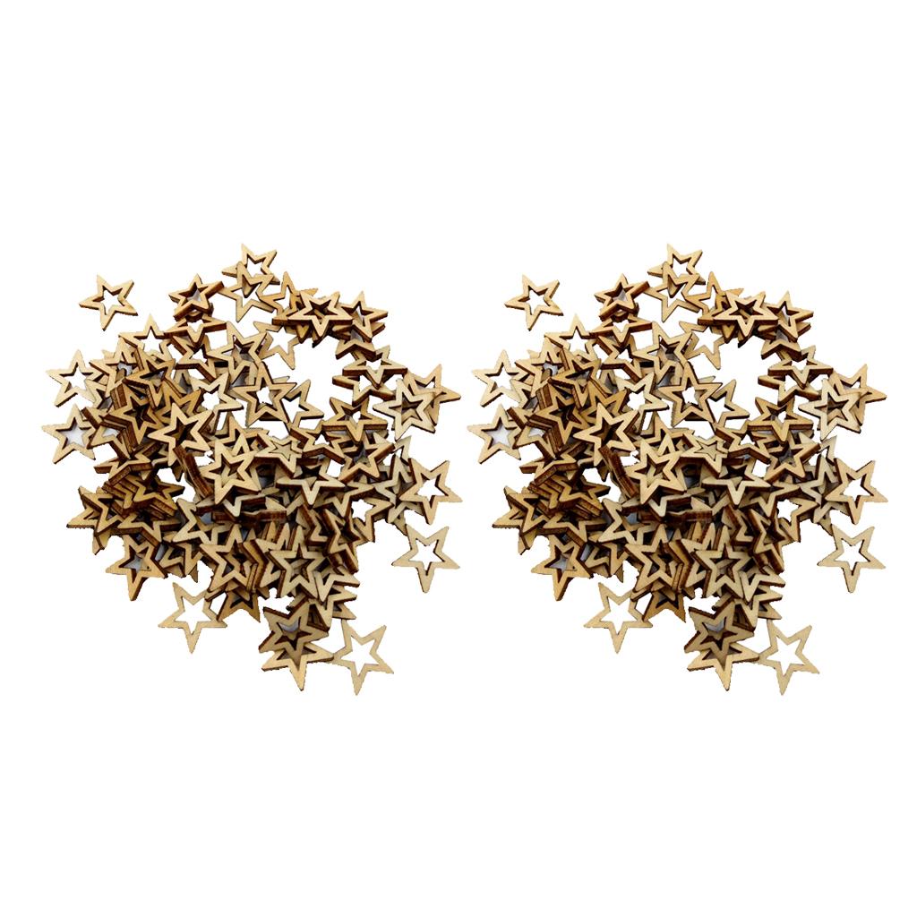 200 Miếng Chưa Hoàn Thành Ngôi Sao Rỗng Hình Bằng Gỗ Trí Nổi 10mm