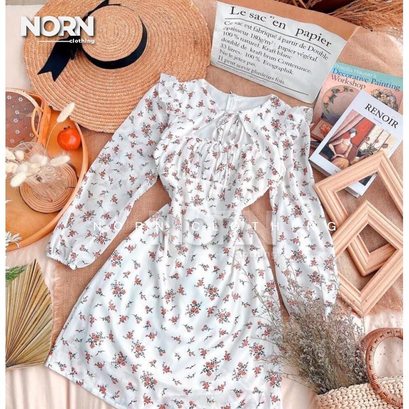 Đầm hoa nhí tay dài cut out ngực - Norn Clothing