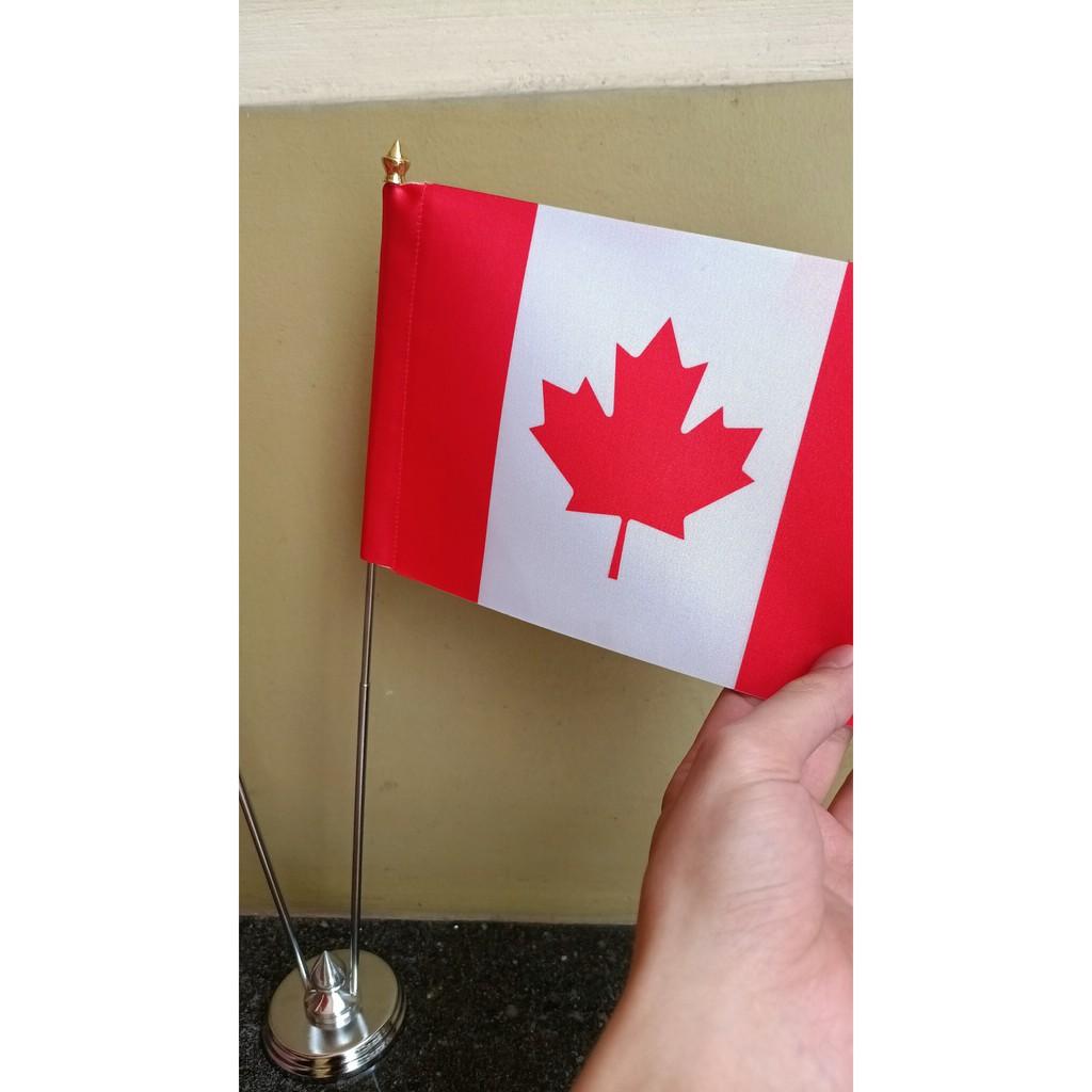 Cờ để bàn Việt Nam Canada đế inox đôi mini