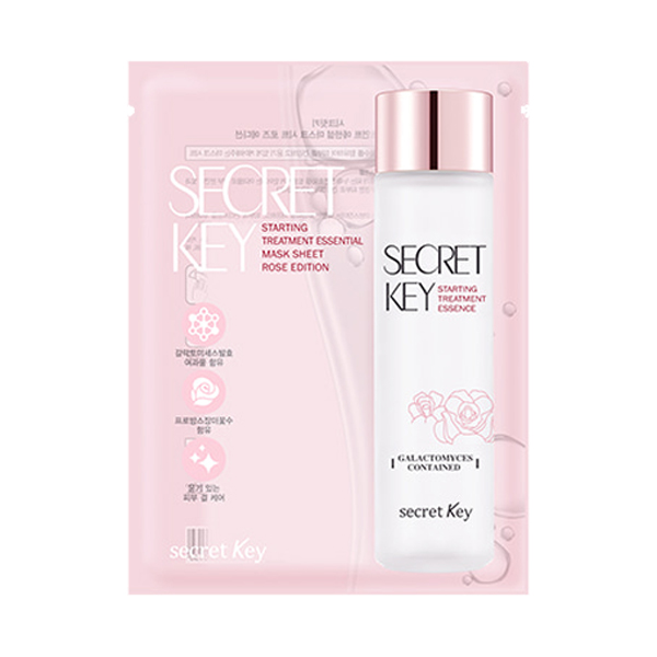 Mặt nạ &quot;nước thần&quot; dưỡng ẩm làm sáng da Secret Key Starting Treatment Essential Mask Sheet - Rose Edition 30g