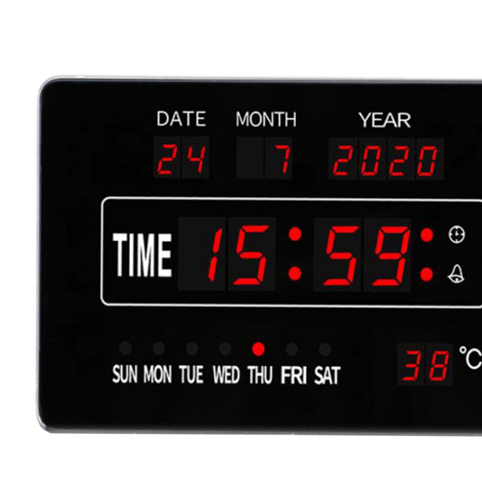 24 Hours Display LED Digital Alarm Clock Display Bedside Clock Easy to Read, Show Indoor Temperature