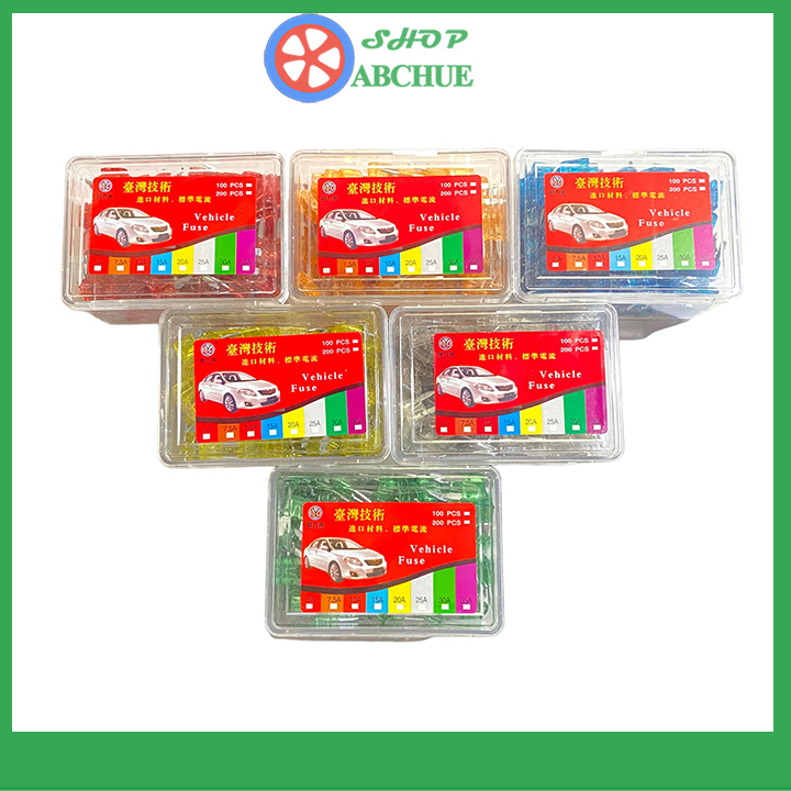 Hộp 200 cầu chì ô tô chân nhỏ 5A 10A 15A 20A 25A 30A loại đẹp
