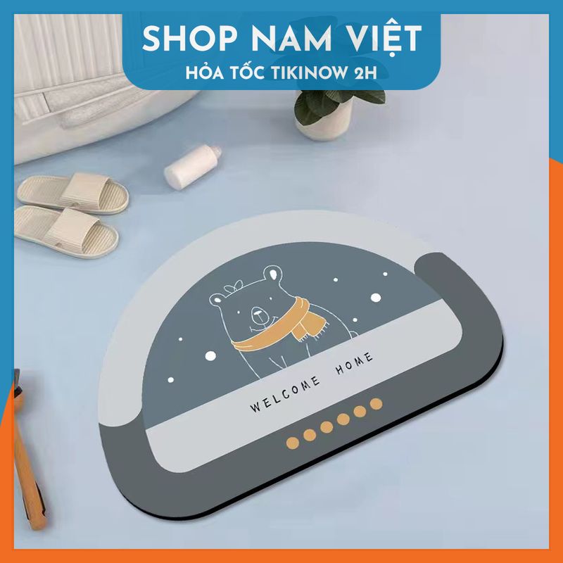 Thảm Chùi Chân 4 Lớp Siêu Thấm Hút - Họa Tiết Hoạt Hình - Chính Hãng NAVIVU