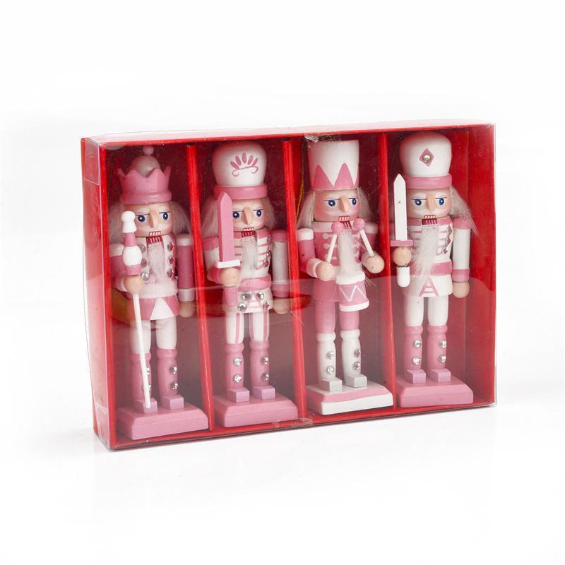 4 Pieces Nutcracker Soldier Figurine Doll Ornament for Festival Office Party