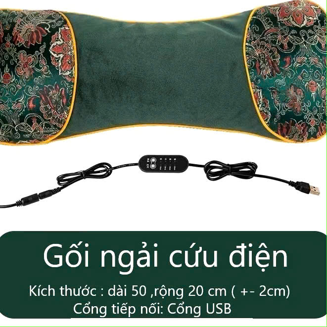 Gối Ngải Cứu Cắm Điện Giảm Đau Vai Gáy chống đột quỵ Gối Thảo Dược Hương Thơm Thảo Mộc