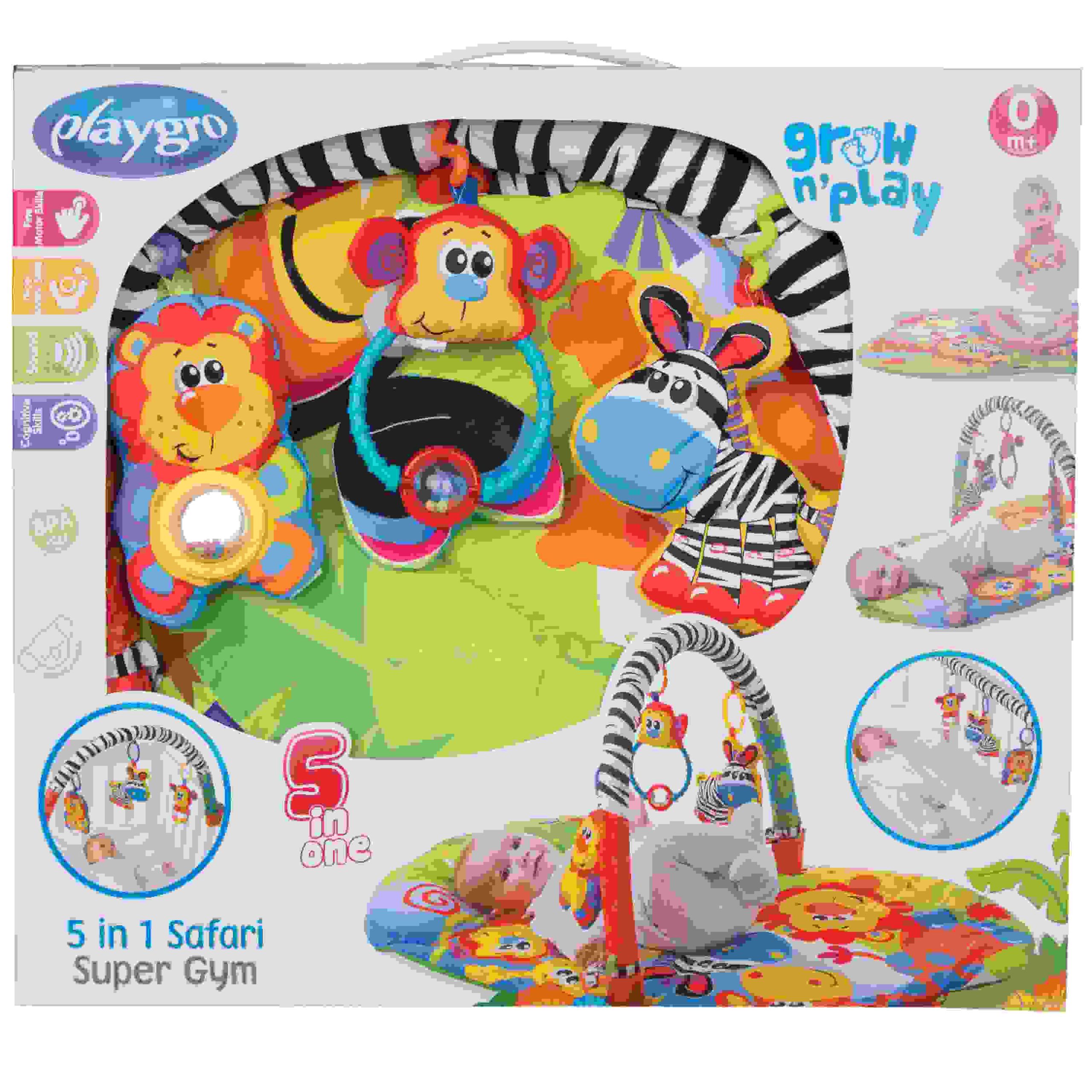 Thảm Chơi Thú Hoang Dã 5 In 1 Safari Playgro, Cho Bé Sơ Sinh Đến 24 Tháng