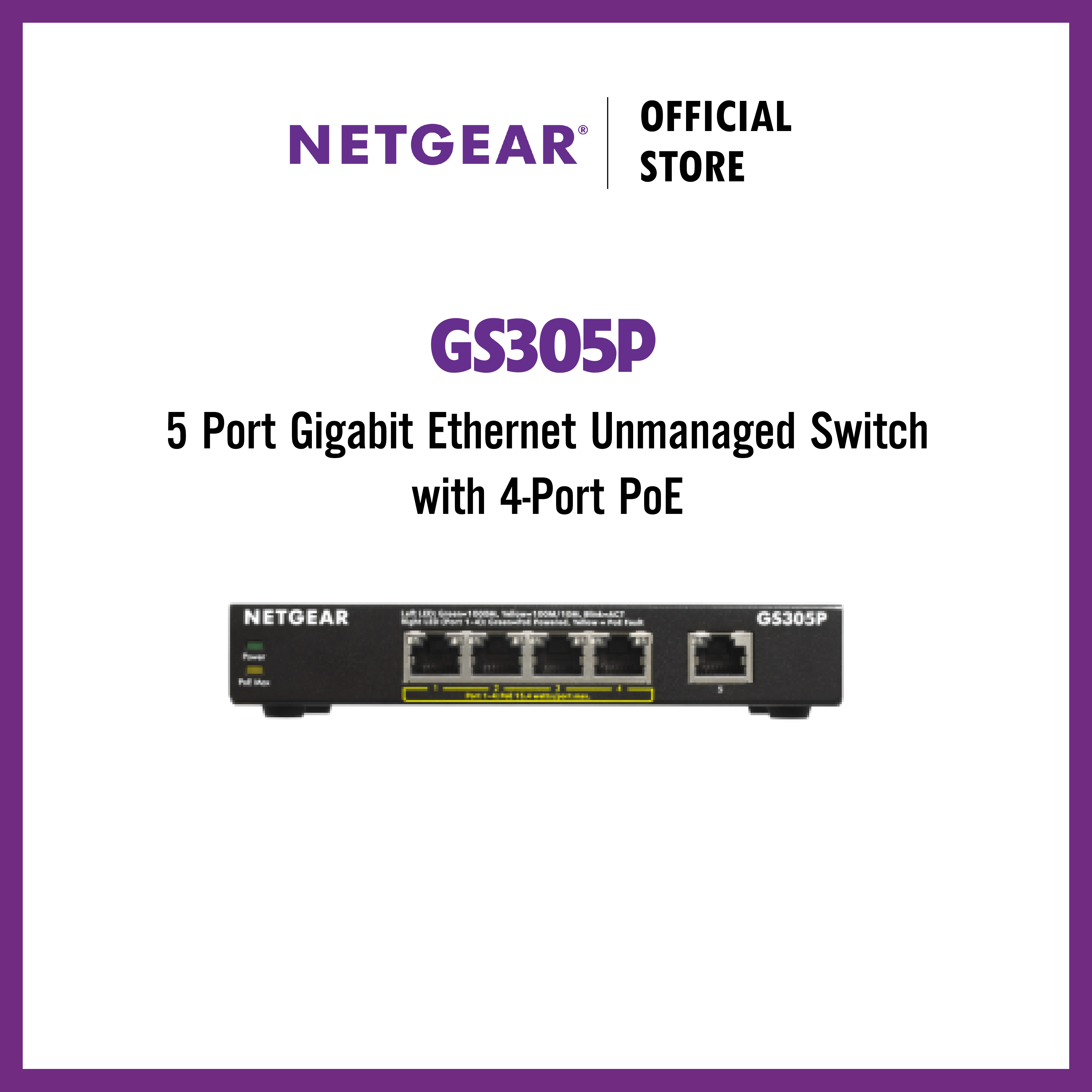 Bộ Chia Mạng 5 Cổng Switch Netgear GS305P 5 Port Gigabit Ethernet Unmanaged Switch with 4-Port PoE - Hàng Chính Hãng