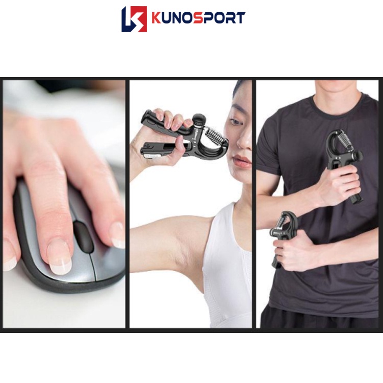 Combo dụng cụ tập cơ tay KUNO SPORT, kìm bóp tay chữ R có đếm số và dụng cụ tập tay chữ U