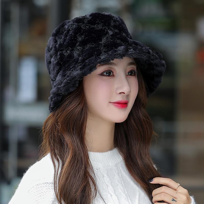 Mới Lông Thỏ Ấm Lưu Vực Nón Mùa Đông Bộ Ngoài Trời Thời Trang Xu Hướng Đồng Màu Làm Dày Hơn Người Cá Nón